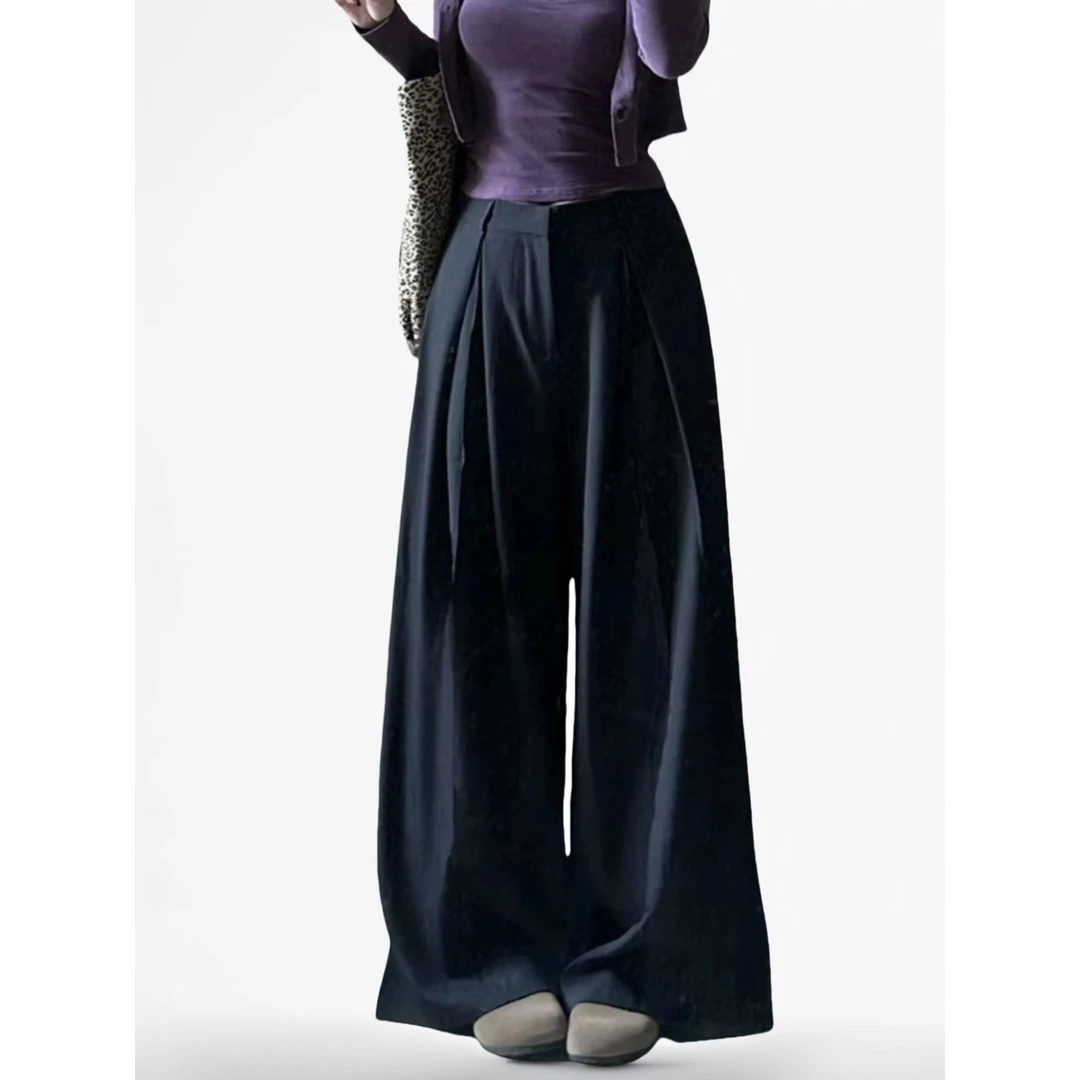 可可儿家加长黑色西装裤高腰垂感拖地裤1261−1短1261-2长