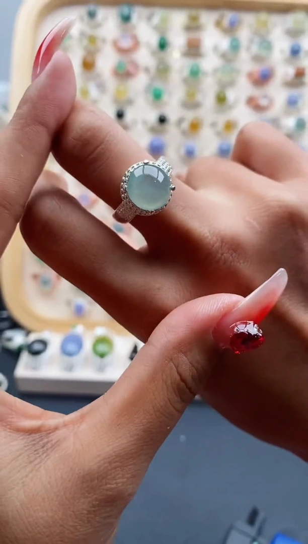 【闪购商品】翡翠戒指未镶嵌天然缅甸A货翡翠333 9+4