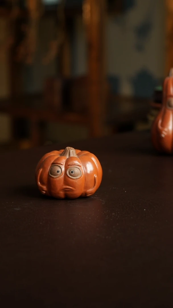 茶杯紫砂80号  圣诞南瓜盖置茶宠 宜兴紫砂原矿作品