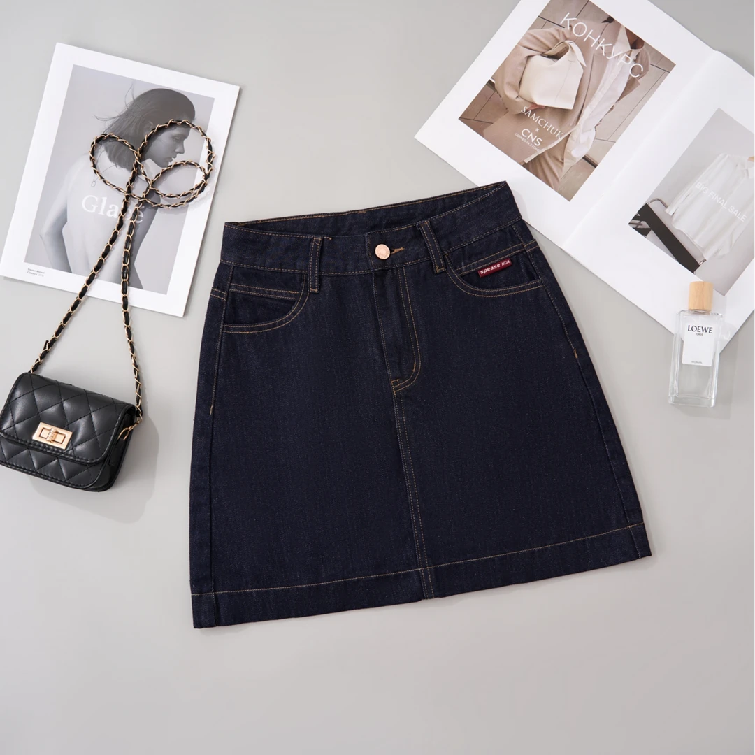 E夏季薄款【有内衬】显瘦牛仔高腰百搭A字大码显瘦牛仔A字半身裙