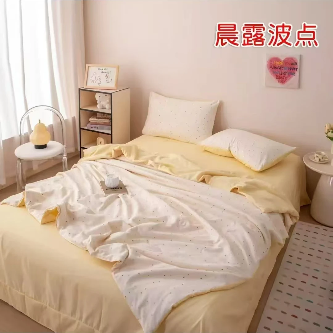 夏被四件套--A类针织双层纱公主风空调被
