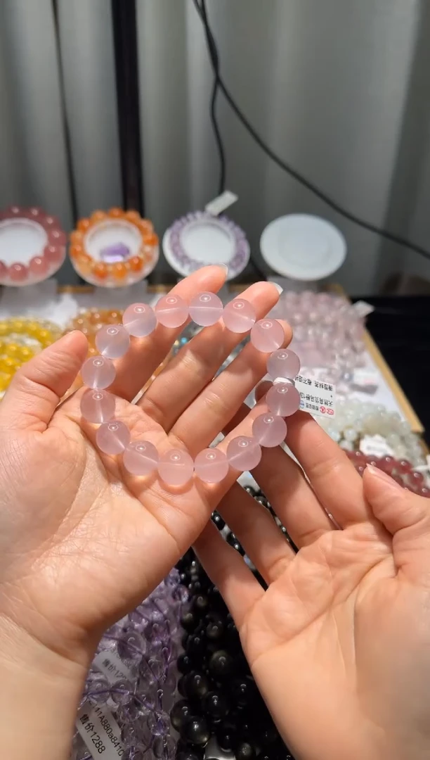 【闪购商品】水晶手链未镶嵌粉水晶13mm+