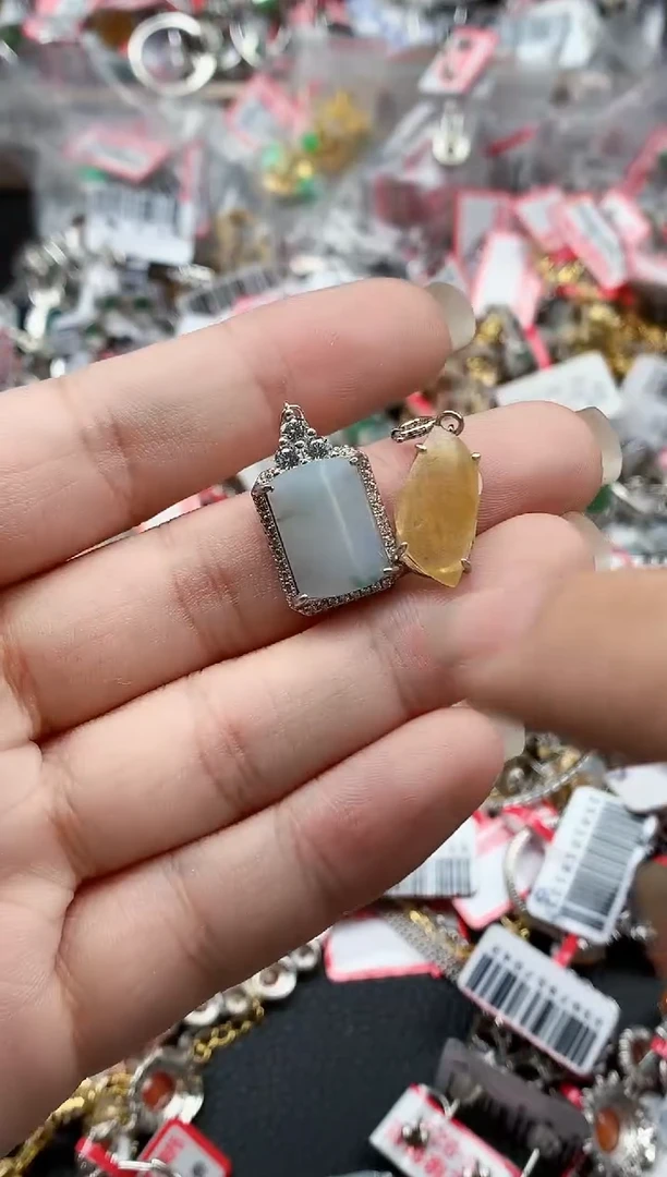 银S925镶嵌戒指翡翠天然A货缅甸翡翠