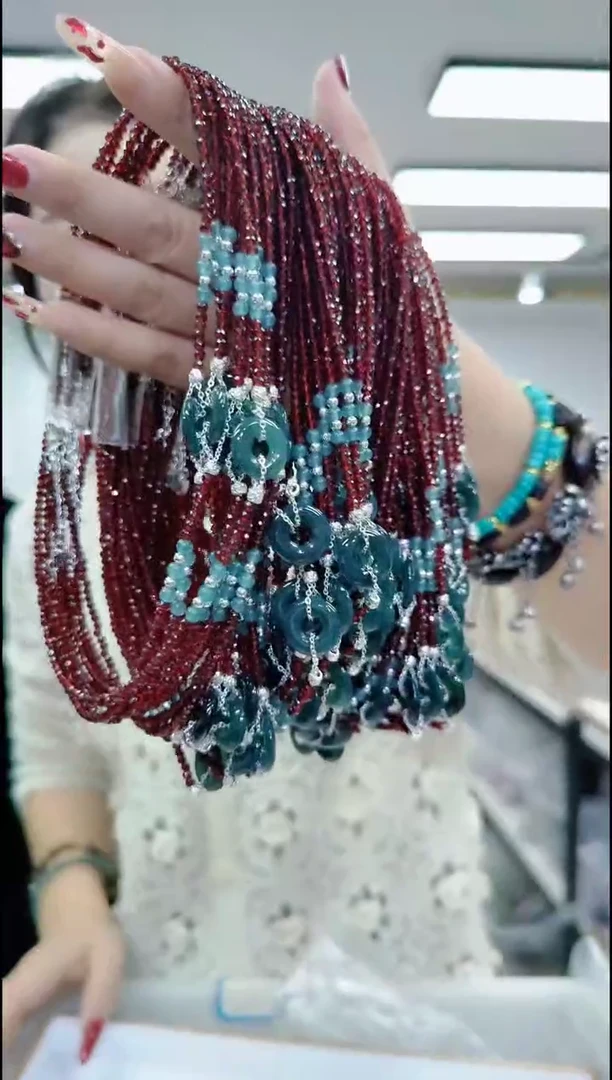 【闪购商品】翡翠颈饰未镶嵌1010蓝水扣子锁骨链