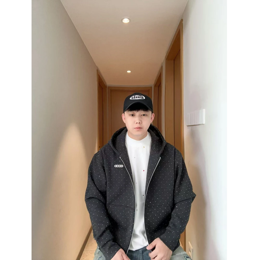 【DANGUAN】男女同款满天星连帽卫衣开衫春季时尚运动休闲韩版百搭