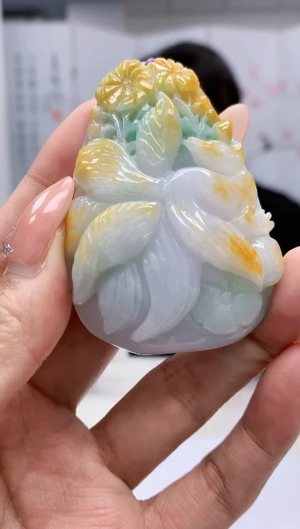 【闪购商品】定制翡翠未镶嵌5060MM-毛货挂件21