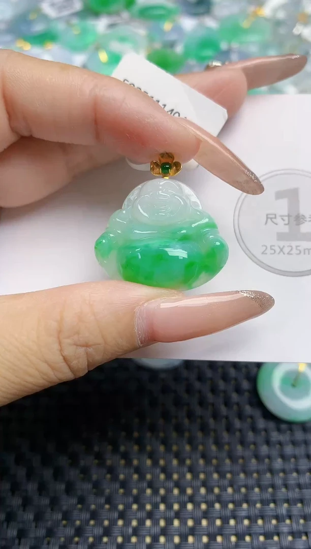 颈饰18K金镶嵌翡翠天然缅甸A货翡翠百元以上9元证书费自理