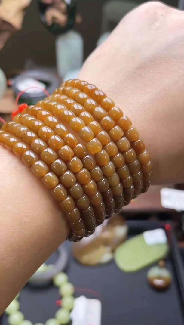 【闪购商品】和田玉手串未镶嵌卡6且末金山糖 极限弧 多样性发一