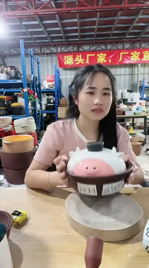 瑕疵咖色砂锅碗带盖3933