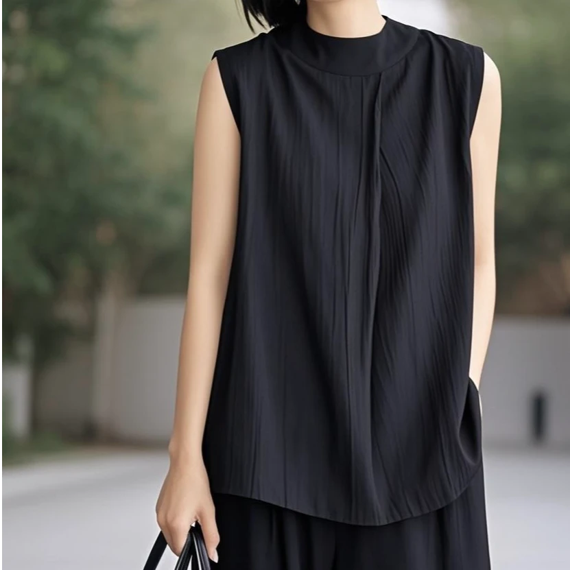 西甜丹丹专享2502夏季老钱风慵懒无袖衬衫阔腿裤套装显瘦两件套女