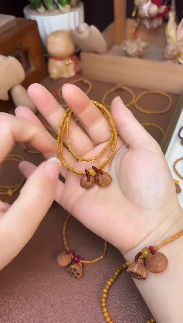 手串桃核三圈好运莲莲竹节跑环