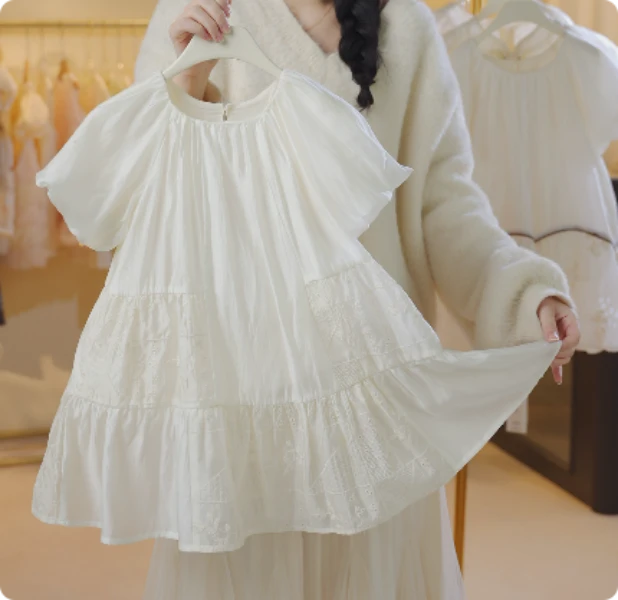 【现货】女童公主裙仙女裙女宝纯色连衣裙X26013