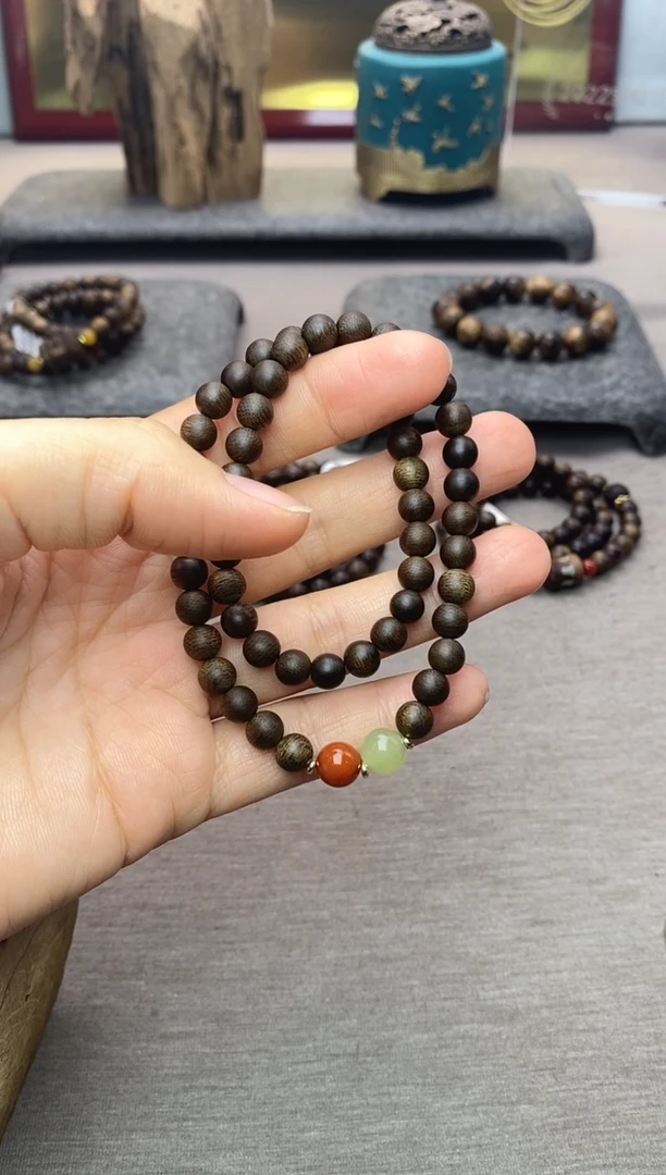 手串沉香越南芽庄白棋0.6+配饰 沉水双圈款