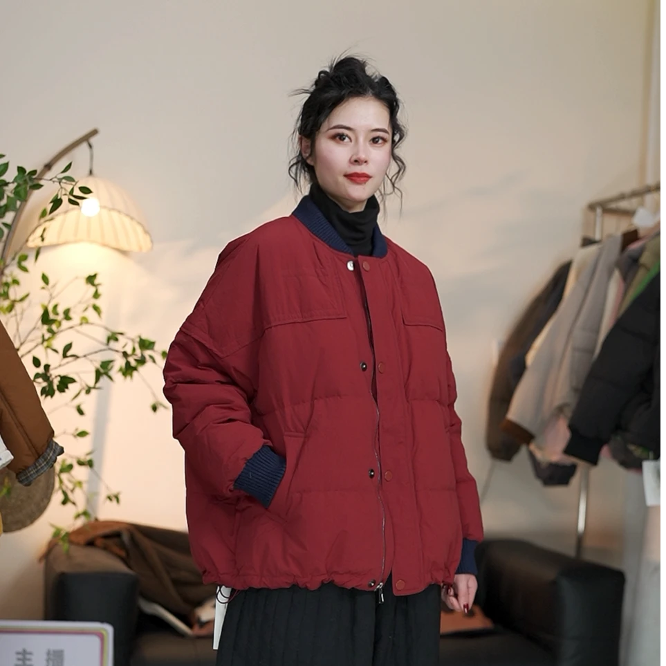 冬季新款休闲韩版百搭休闲棒球领保暖加厚棉服