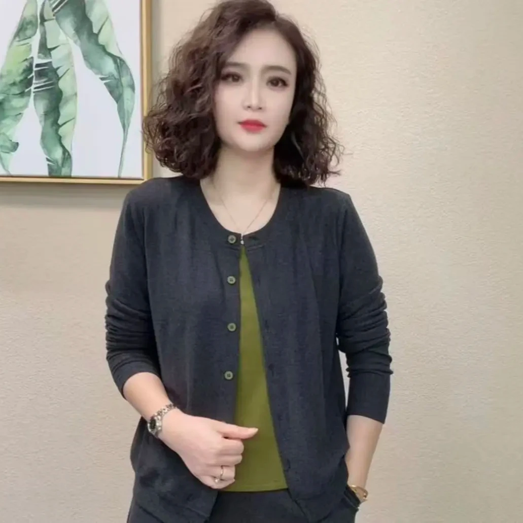 2025秋季新款气质圆领时尚百搭洋气设计感假两件女士上衣#976418