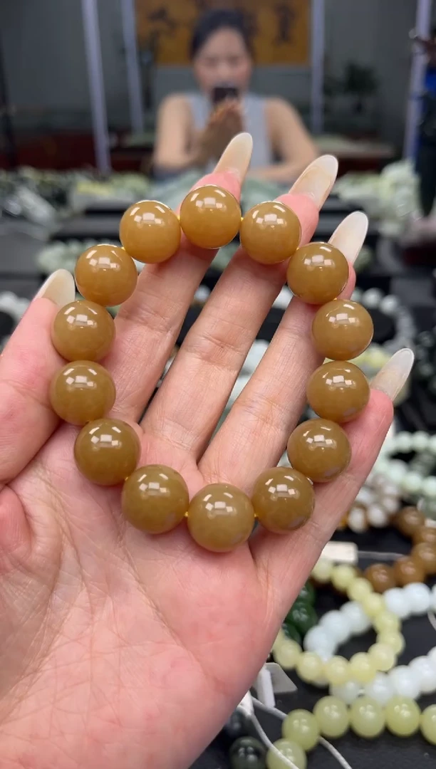 手串未镶嵌和田玉新疆且末黄金糖卡15