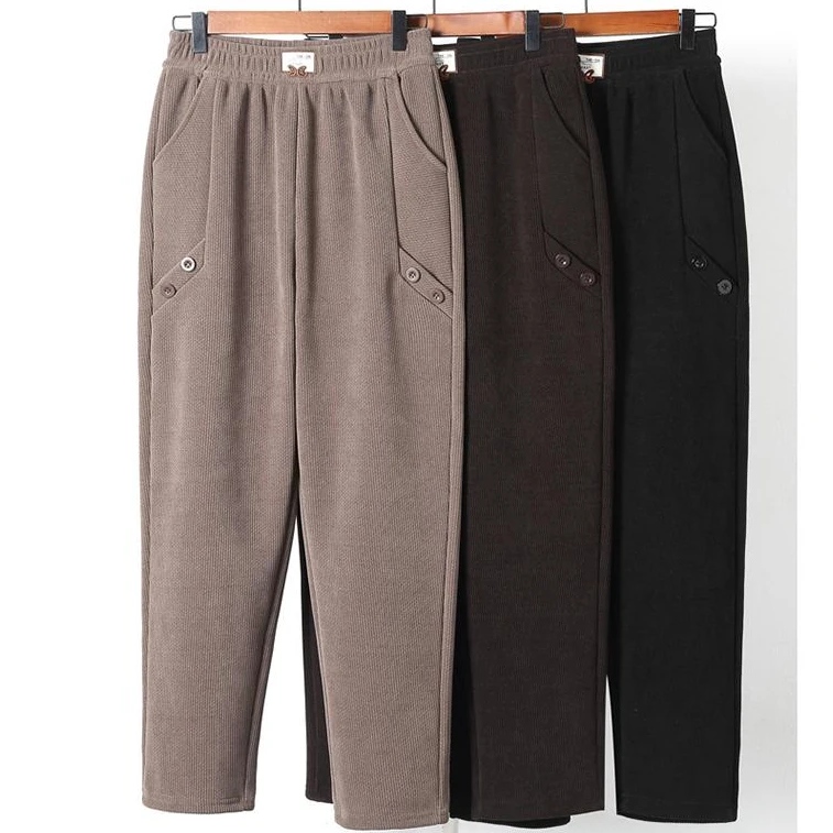 2025年新款春夏季哈伦裤百搭显瘦弹力松紧腰纽扣小脚休闲裤