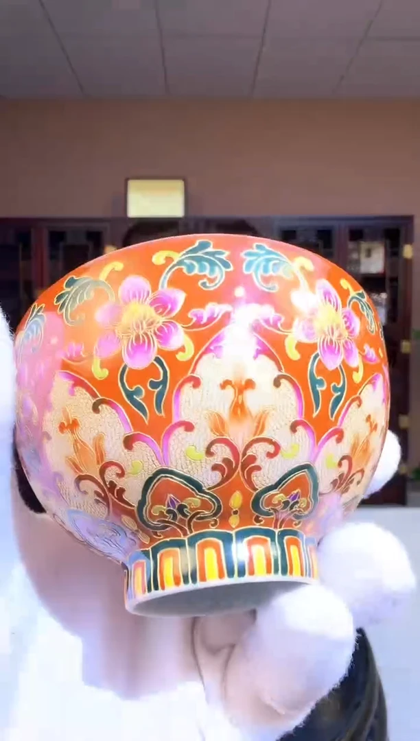 冯宗凡老师《掐丝珐琅矾红花卉主人杯》带收藏证书