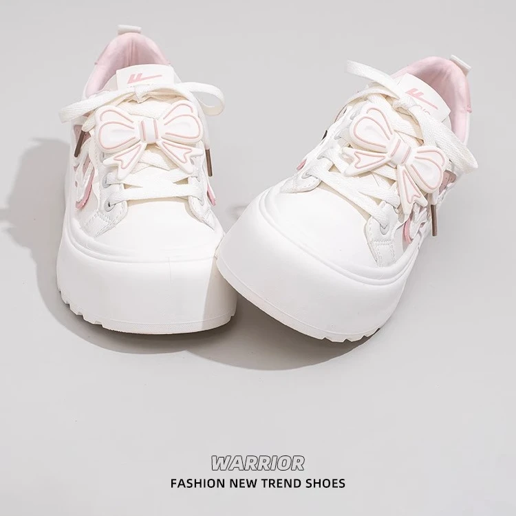 回力厚底小白鞋女2025春季新款蝴蝶结粉色板鞋女百搭休闲运动鞋