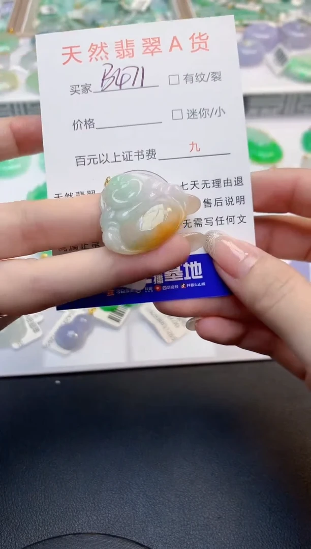 翡翠18K金镶嵌颈饰天然缅甸A货翡翠