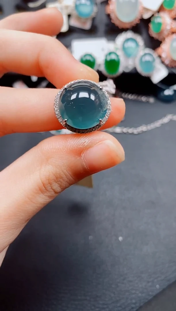 银S925镶嵌戒指翡翠翡翠