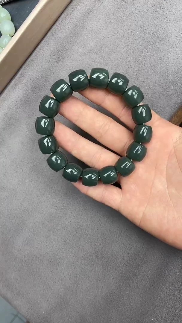 手串未镶嵌和田玉纯天然新疆且末蓝冰底瓷蓝14直切货头