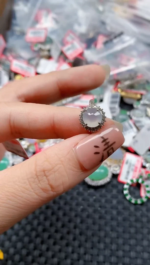 银S925镶嵌戒指翡翠天然A货缅甸翡翠