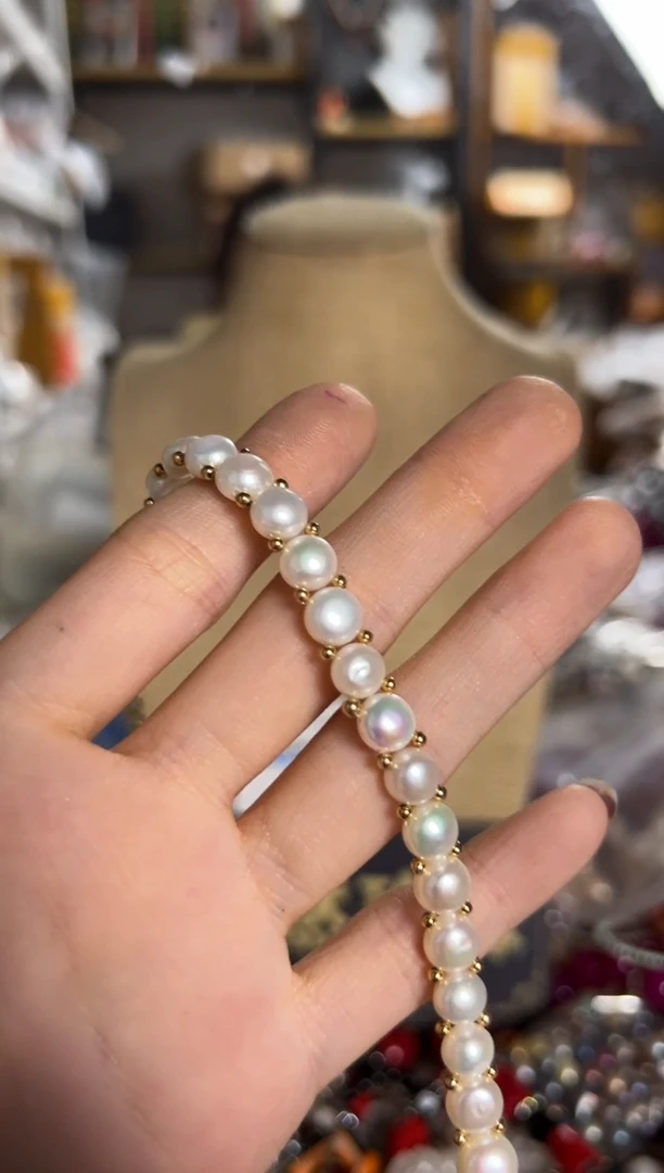 未镶嵌淡水珍珠珠宝奇石DB手链一条