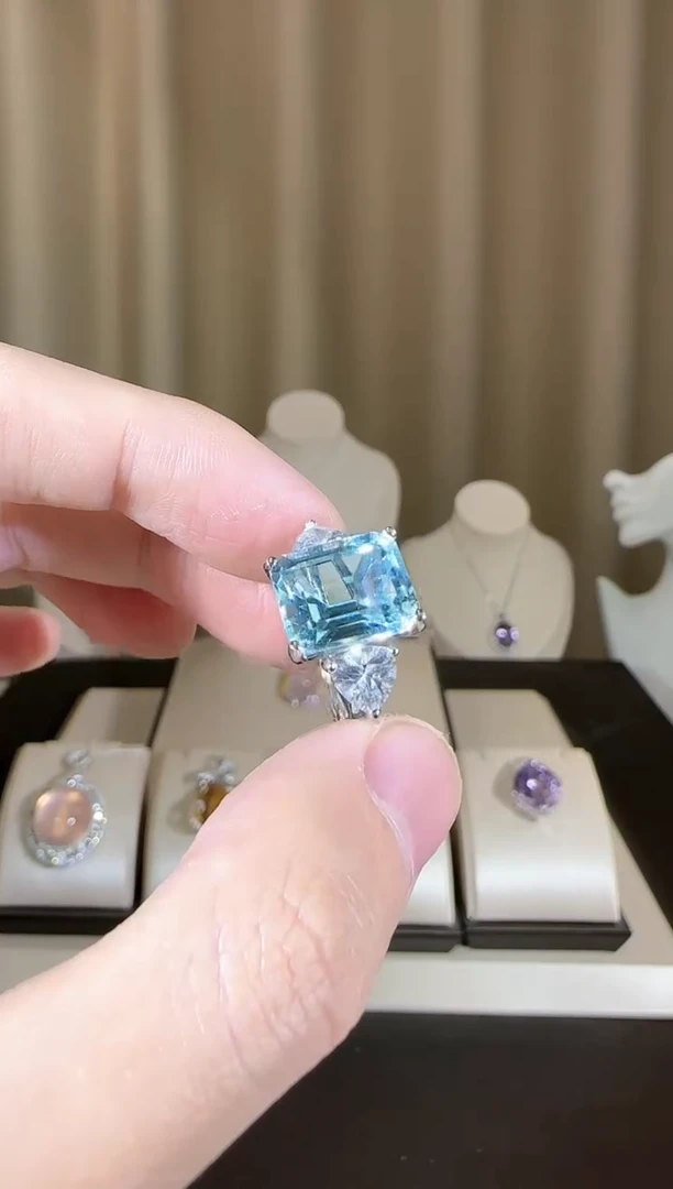 【闪购商品】托帕石戒指银S925镶嵌12*10mm