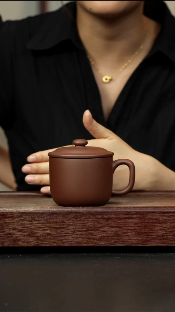 紫砂茶杯手工盖杯