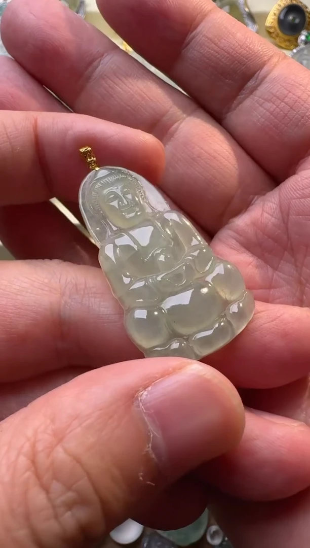 【闪购商品】定制翡翠18K金镶嵌观音