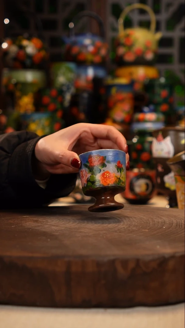 紫砂油画手绘釉下彩