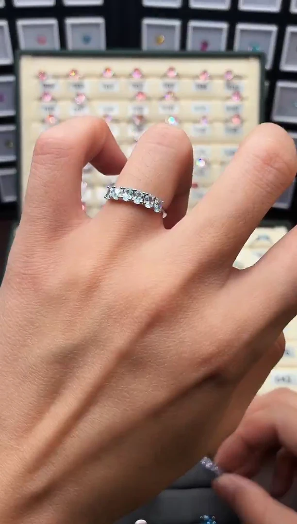 银S925镶嵌戒圈海蓝宝石111