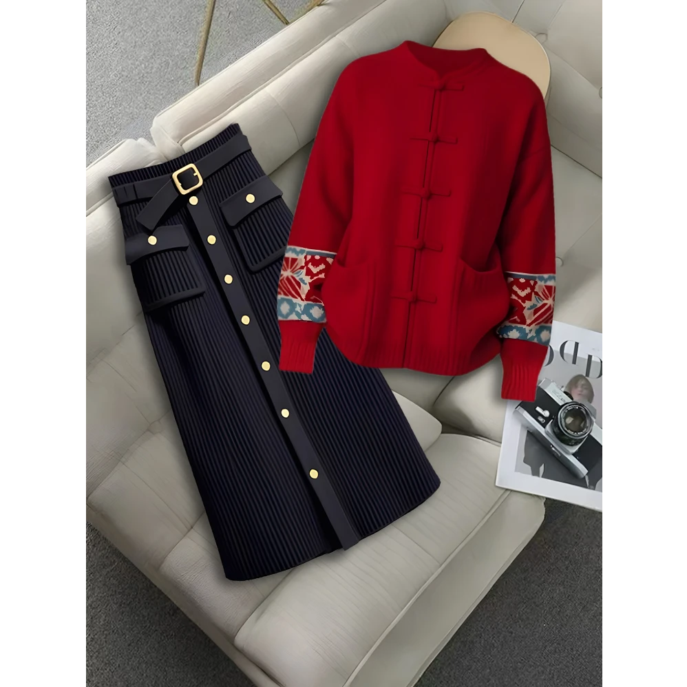 2025冬季新中式女装国风新年内搭打底衫上衣轻奢精致高级感半身裙