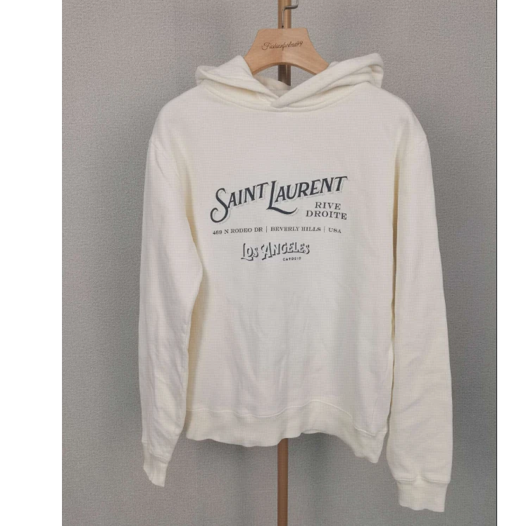 全新未使用 YSL/圣罗兰 Rive Droite系列卫衣 奶白/XS