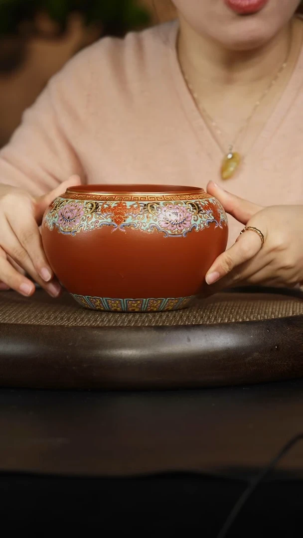 茶壶紫砂34 珐琅彩 朱泥 水浴 1000cc