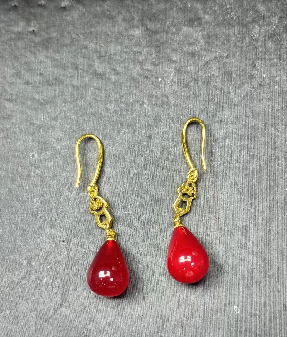 ST7191（玉姐珠宝）鸽血红玛瑙红耳坠-送礼佳品