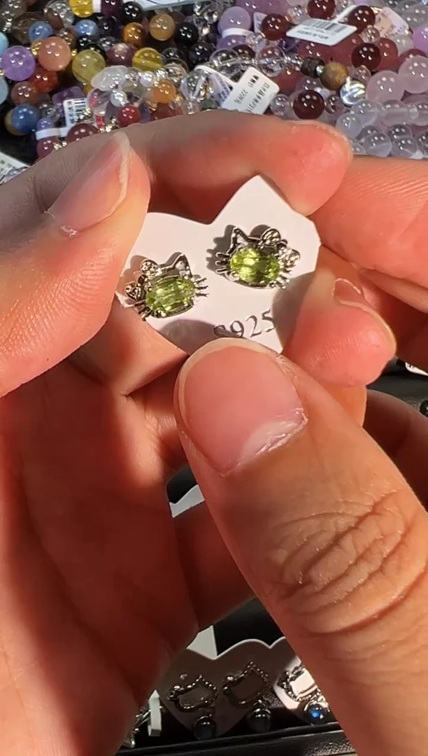 未镶嵌耳饰橄榄石p298多样性发货一件