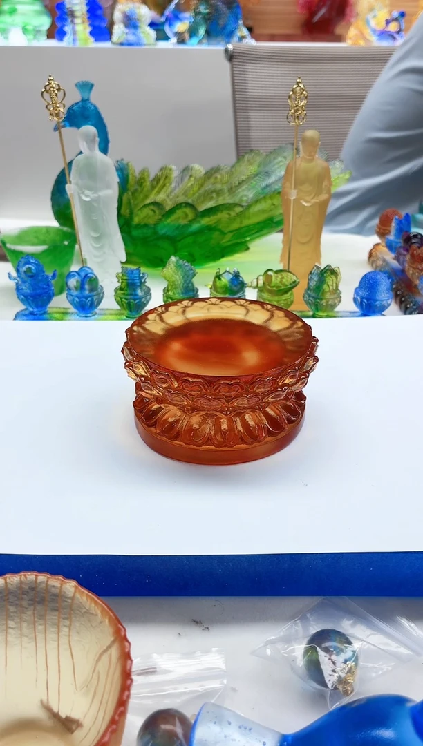 手工艺品琉璃四层莲花底座9.5*4.5公分