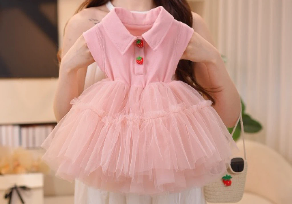 【6】2025夏季女童新款草莓庄园连衣裙