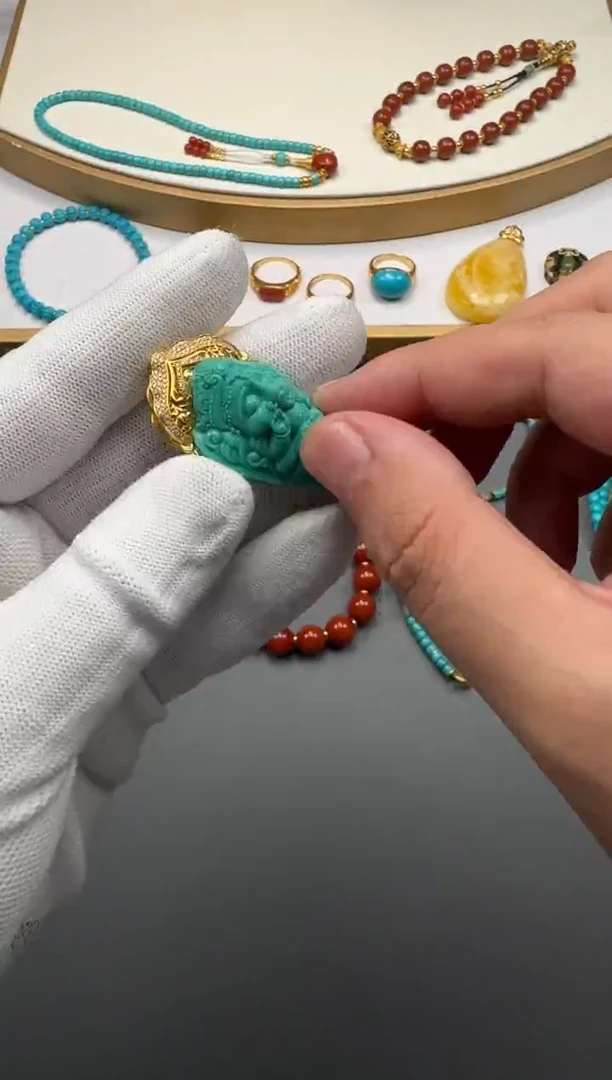 18K金镶嵌绿松石配饰果*~1111