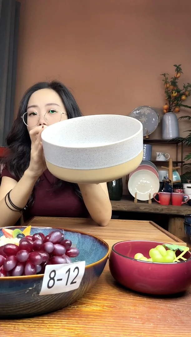 陶瓷8.5英寸拼接色大汤碗 微瑕疵