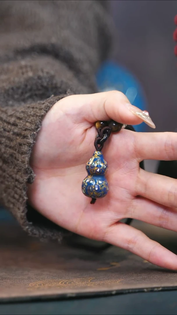 【闪购商品】蓝金大漆紫光檀螺钿小脖挂