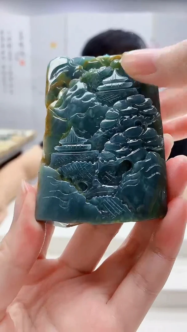 定制翡翠未镶嵌5124zm-毛货挂件46山水
