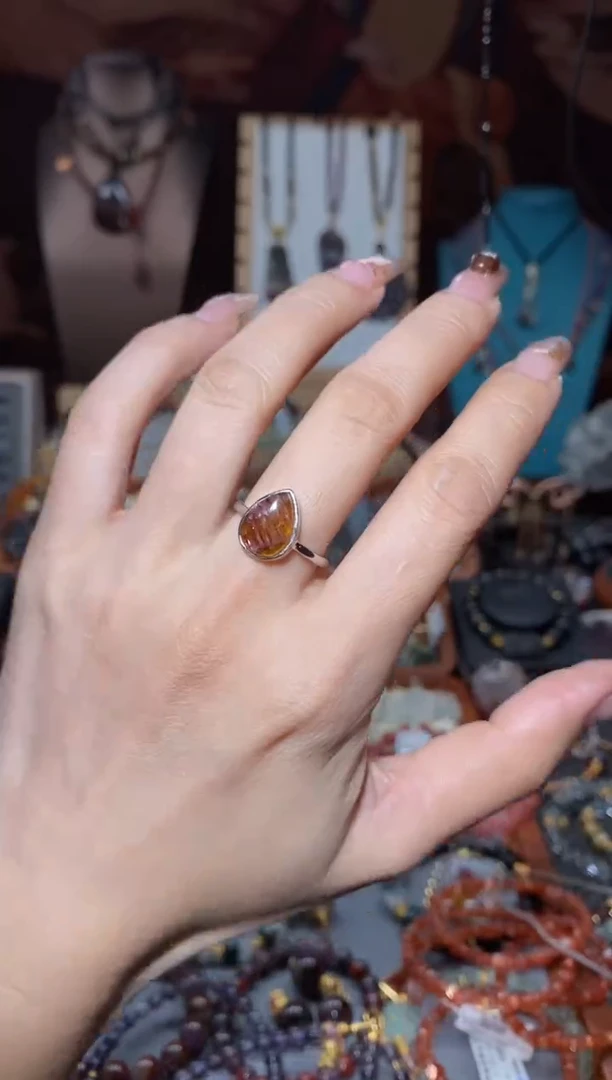 【闪购商品】水晶戒指未镶嵌极光紫钛水滴