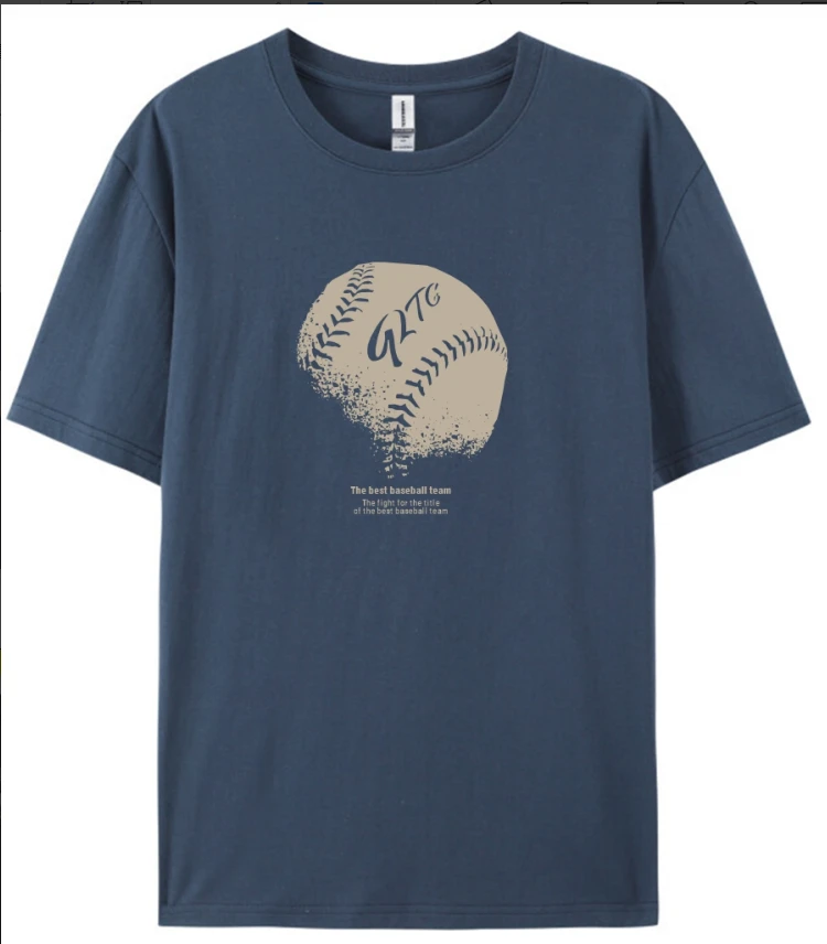 B29207#欧版宽松纯棉夏季印花时尚情侣同款圆领百搭短袖