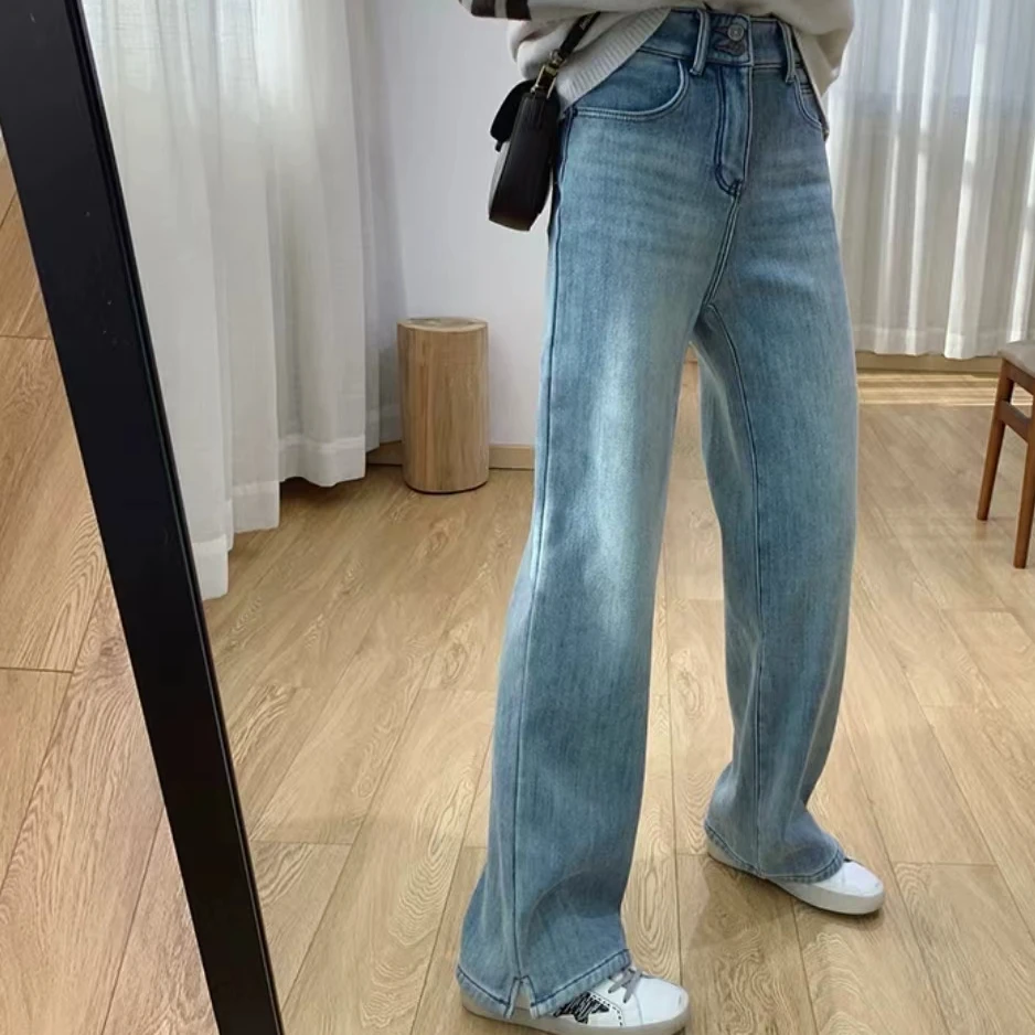 【艾萱萱】25508款高腰显瘦加厚加绒阔腿裤女 图片与实物不符 约102