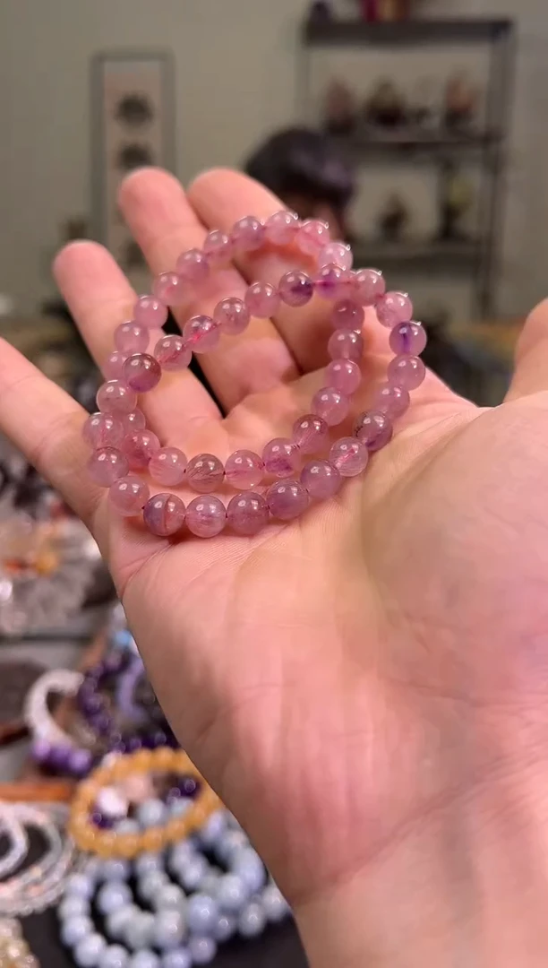 【闪购商品】水晶手串未镶嵌8mm粉超七手串（多样性发其一）