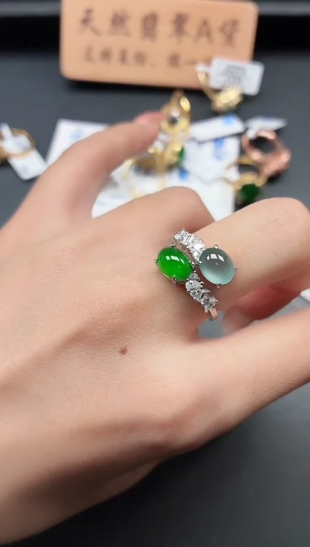 银S925镶嵌戒指翡翠11