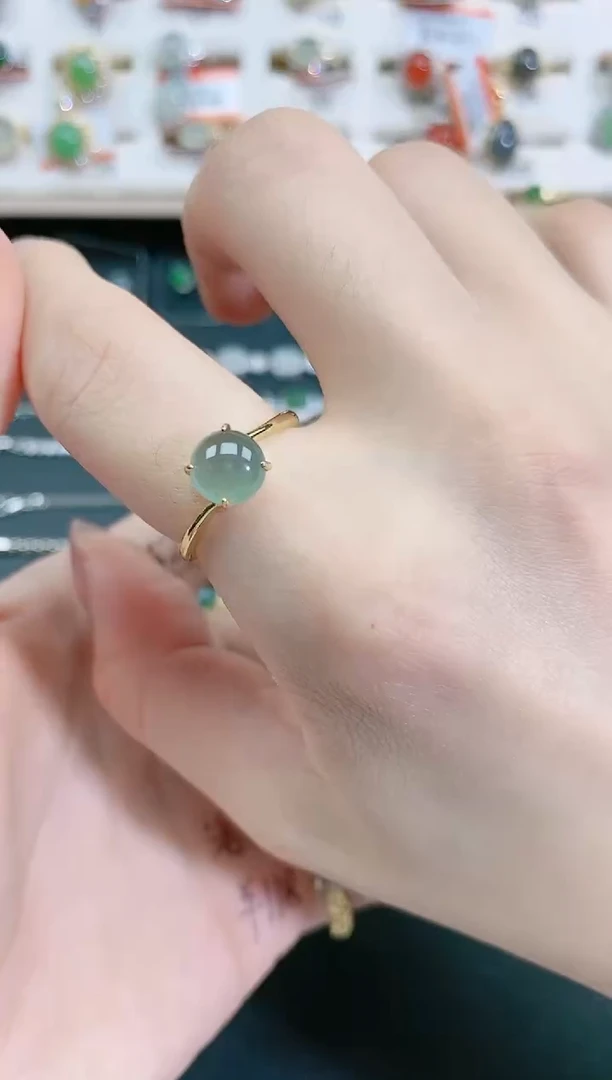 翡翠戒指银S925镶嵌天然翡翠
